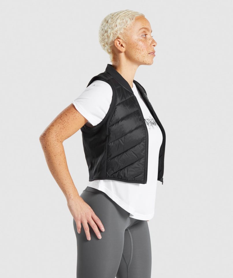 Women's Gymshark Speed Gilet Jackets Black | NZ 5CUXLZ